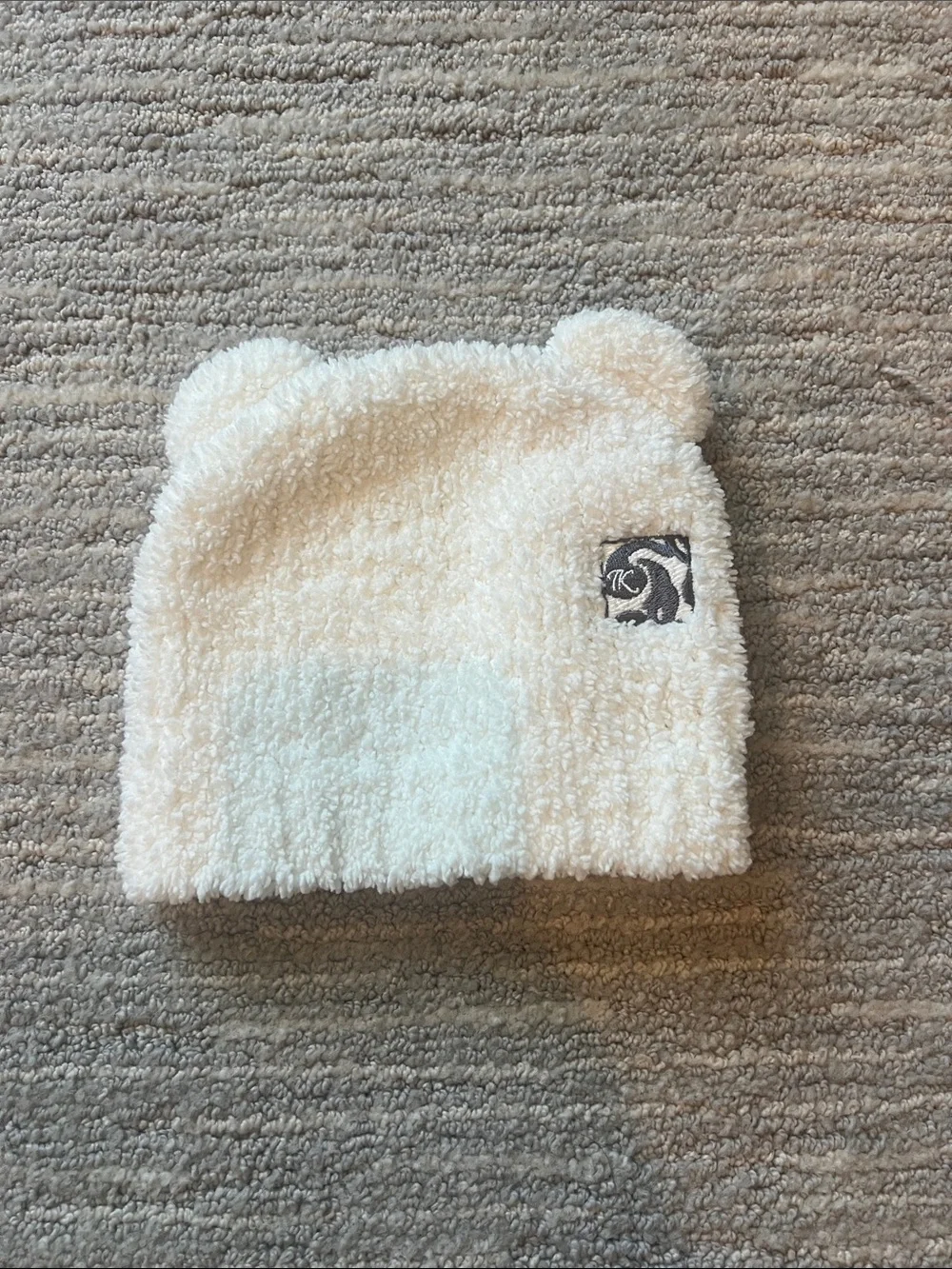 Cream Sherpa Bear Ear Beanie for newborn - kashwere